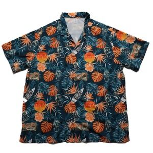 GarmentOne Point Break Movie Tropical Graphic Button Up Shirt Mens XL Teal